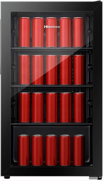 Hisense 94L Glass Door Beverage Cooler Refrigerator, Display Fridge Chiller - Black