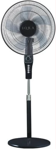 Iqra 16" Stand Fan, 50W Copper Motor, 5 Blades (IQ-SF708) - Black