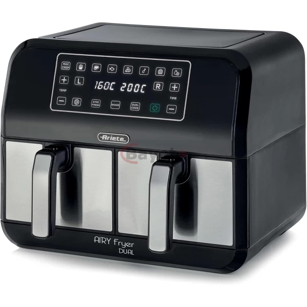 Ariete 4624 Air Fryer Dual Metal ,8L, Double Basket, 1700 W, Digital LED Touch Panel – Black