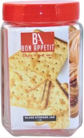 Bon Appetit 2L Glass Cereal Cookies Storage Jar Container Bottle Tin- Clear