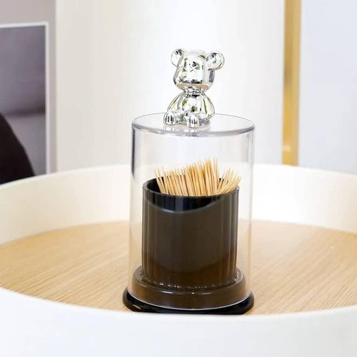 Toothpick Holder Wear-resistant Bear Decor Toothpick box storage Cotton Swab Storage Container