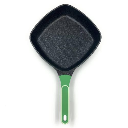 28CM Nonstick Marble Coated Frying Saute Pan Granite Skillet Stay Cool Bakelite Handle Healthy Cookware Chef Frying Pan Omelette Egg Pan Thickness PFOA Free Suitable for All Cookers Hobs (Square Pan)