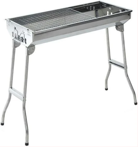 Portable Folding Stainless Steel Charcoal Barbecue Grill Smoker, Silver