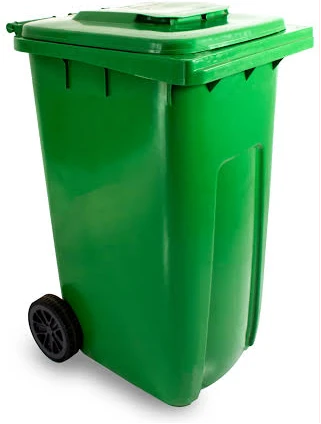 Outdoor 240L Plastic Wheel Dustbin - Standard Size Dustbin, Garbage Bin - Green