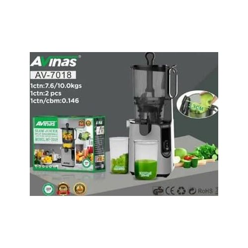 AVINAS Juicer Machines Cold Press Juicer With 5.3" Large Feed Chute, Slow Masticating Juicer For Whole Fruit And Vegetables, Easy To Clean, High Juice Yield, Self Feeding,
