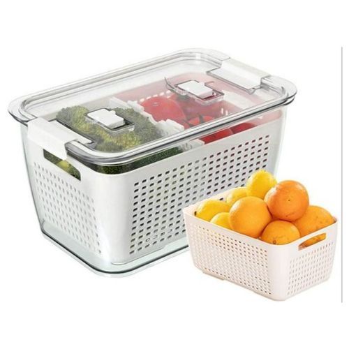 6.25L Refrigerator Organizer Bin Storage Container For Fruits Vegetables-White .