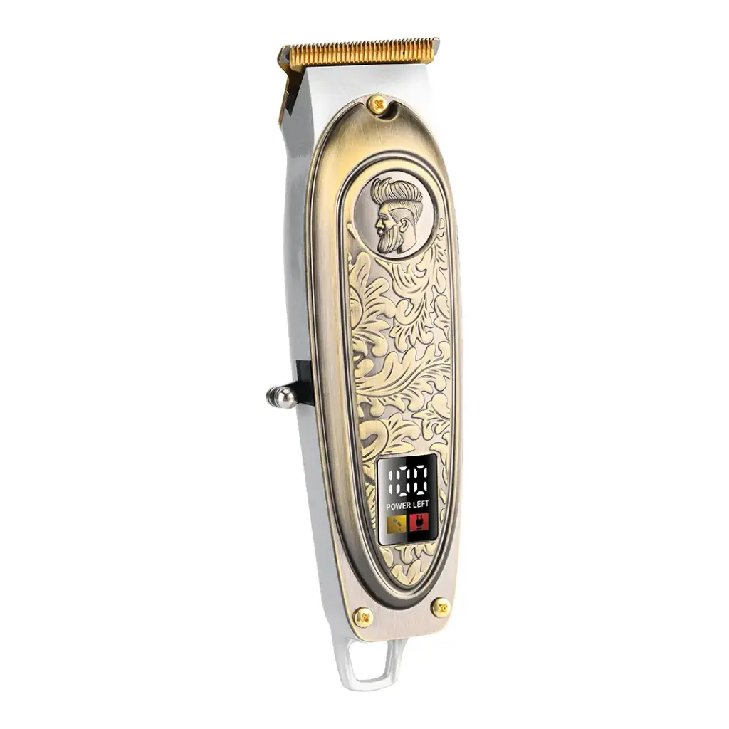 Green Lion Gentleman Hair Trimmer, 6500 RPM Motor, 1200mAh Battery, 3 Hours Working Time, 1-4mm Comb Sizes, Type-C Charging, Blade Oil Reminder, LED Display, Gold