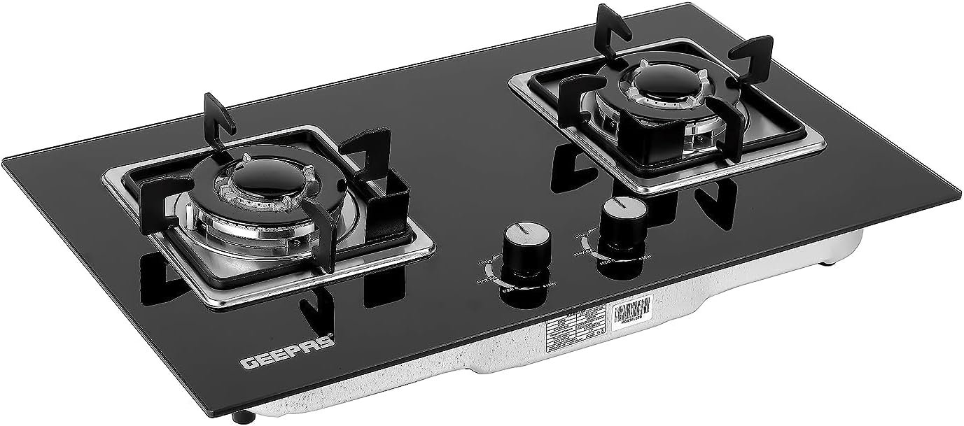 Geepas 2-IN-1 Built In Gas Hob - Double Burner Gas Stove with Sabaf Burners,