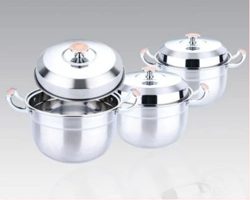 6 Piece 22,24 & 26CM Stainless Steel Saucepans Cooking Pots- Silver.