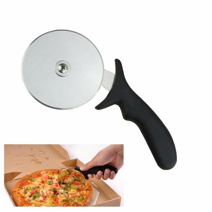 Stainless Steel Pizza Cutter Wheel With Handle- Black
