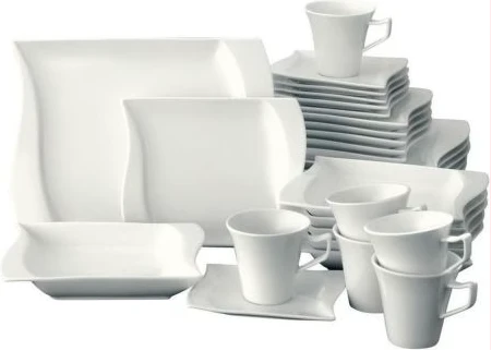 30 Piece Rectangle Dinner Set - White