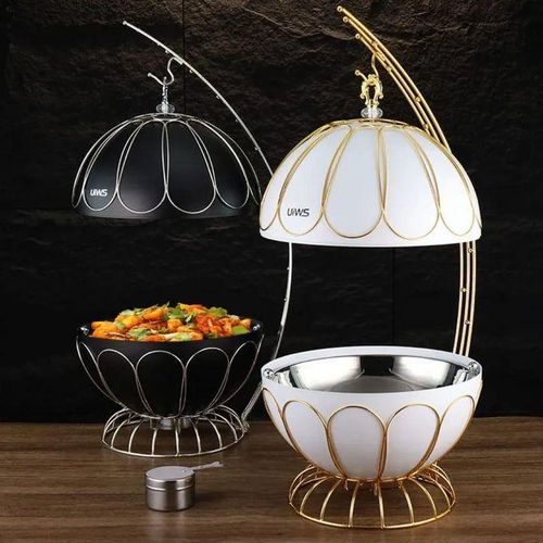 1 Piece Of Stainless Steel Squirrel Party and Event Insulated Food Heater Driver Self-Help Hotel Self-Help Food Warmer Globe Shape Buffet Stove with Hanging Cover Chaffing Dish