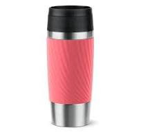 TEFAL Thermal Bottle Travel Mug Twist-Coral, Comfort Screw Lid, Quick Press Drinkware, Soft-Touch Sleeve, Travel-Ready, Reusable, 100% Leak-Proof, Keeps Drinks Cold (8 hrs) and Hot (4 hrs), 360° Drink