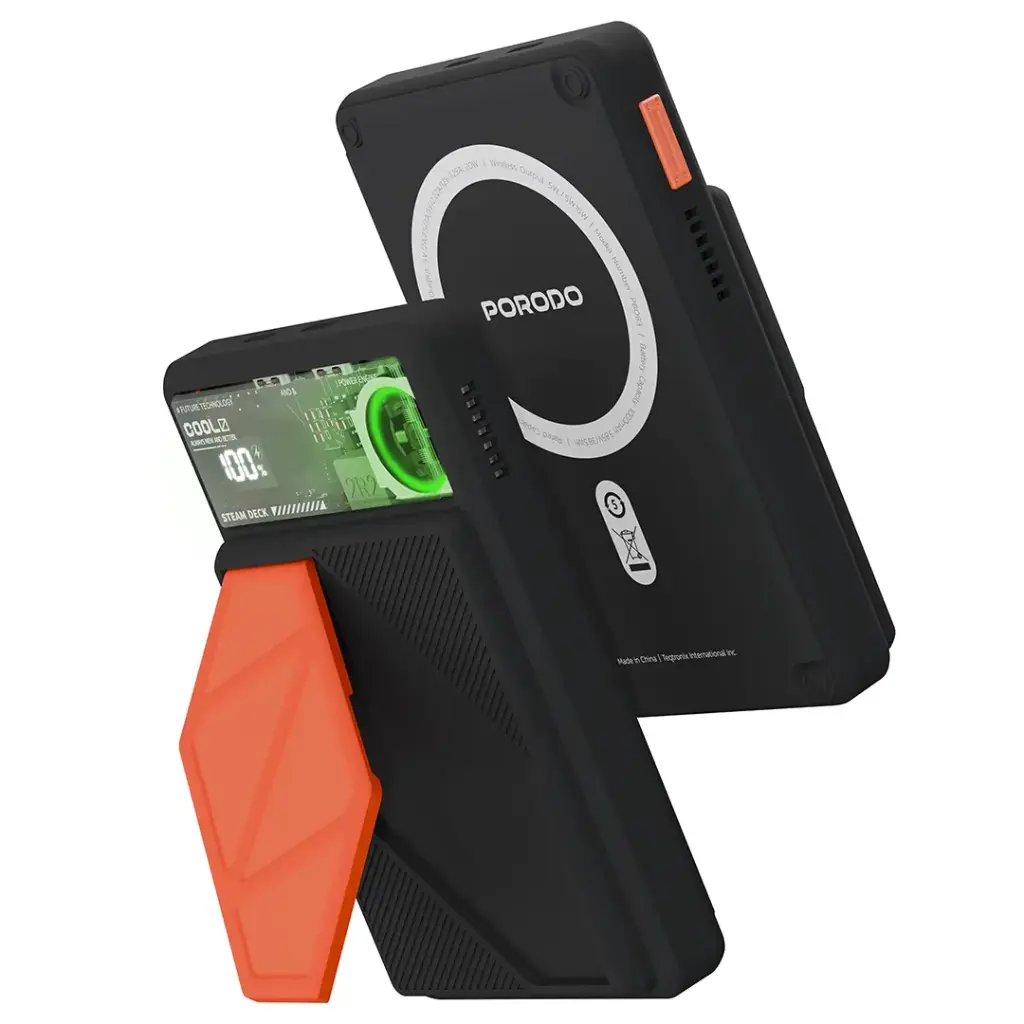 Porodo 20W MagSafe Power Bank With Cooling Fan And Stand 10000mAh - Black