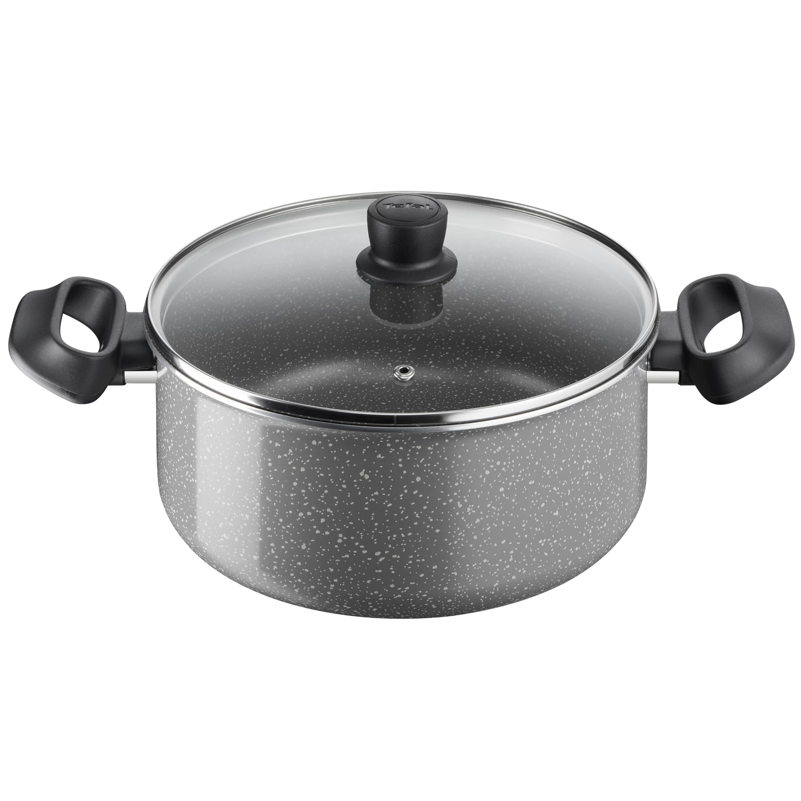 TEFAL Cook Natural 24 cm Non-Stick Aluminium Granite Stew Pot B5794602 – Grey