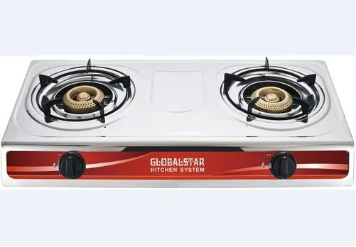 Global Star Double Burner Gas Stove Stainless Steel - White