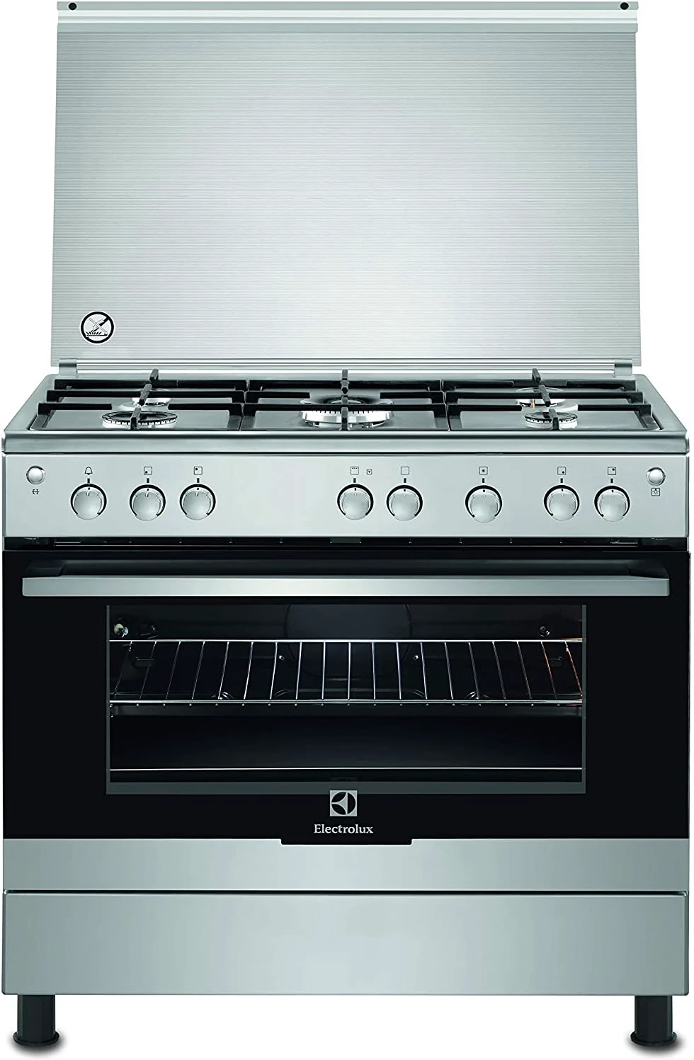 Electrolux Full Gas Cooker 90x60CM EKG9000G9U; 5-Gas Burners, Gas Oven & Grill, Auto Ignition - Silver