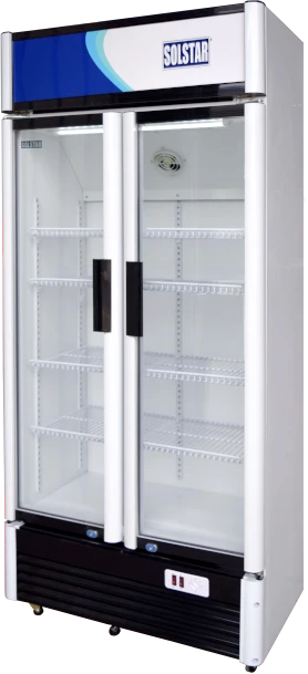 Solstar 650-Litre Double Display Cooler VC 6500-WHV SS; Vertical Display Chiller Refrigerator - White