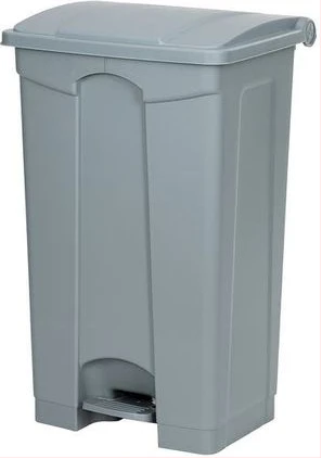 Outdoor 50L Plastic Step-On Trash Bin - Grey