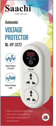 Saachi 15 Amps Voltage/Power Guard (All Electronic Equipment guard) With 2-Plugs - White