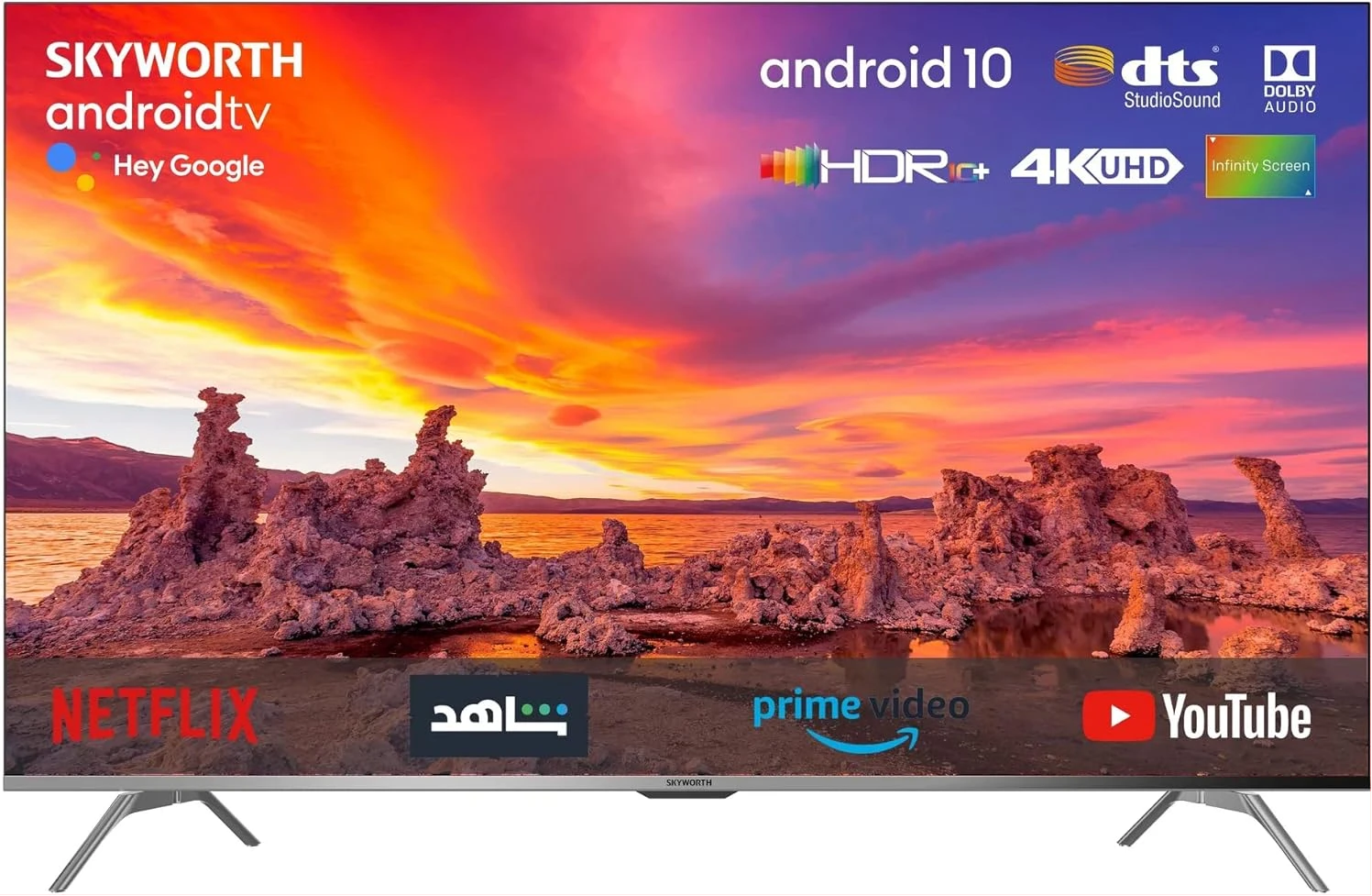 Skyworth 65-Inch Smart Google TV; UHD 4K Android Smart, Bluetooth, HDMI, USB, HDR10, Chromecast Built-in, VGA, WiFi, Game Mode, Google Assistant With Inbuilt Free To Air Decoder - Black