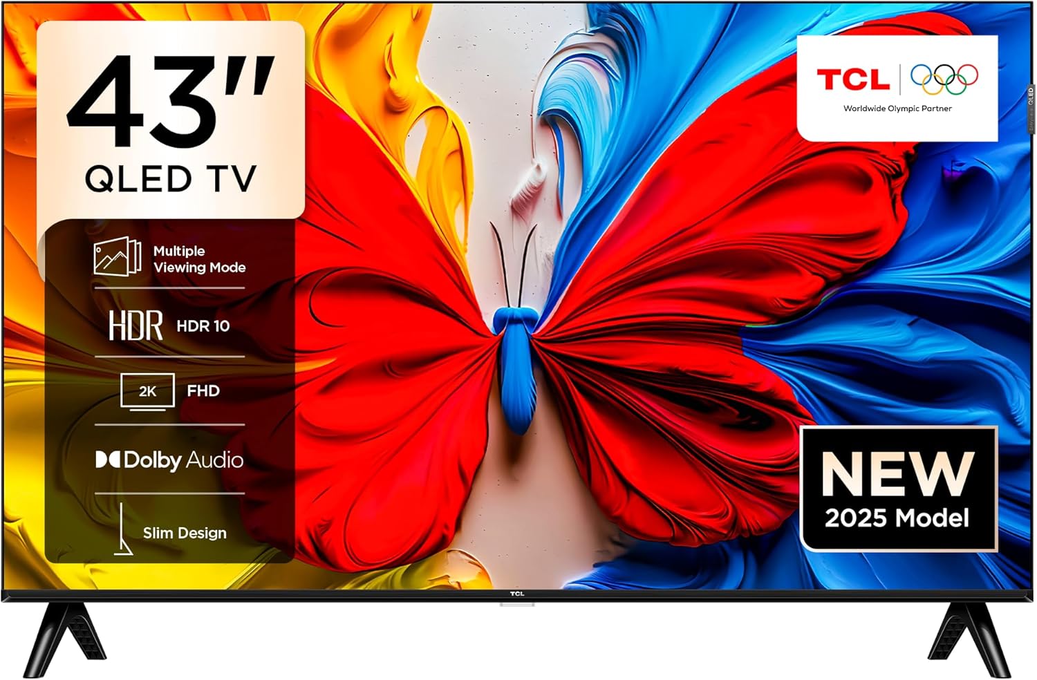 TCL 43 Inch Smart TV QLED HDR 10 Google TV 43S5K, Full HD, Dolby Audio, Game Mode, Multiple Eye Care with Slim Design (2025 Model), Youtube, Netflix, Prime Video, Chromecast Built-in, Free To Air Deco