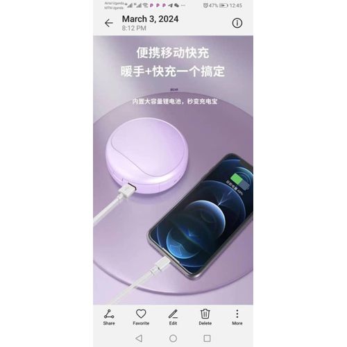 Multifunction Outdoor Traveling Mini Electric Hand Warmer Light Filling Cosmetic Makeup Mirror Power Bank 20000mAh Portable Charging Power Bank Built in Cable Portable USB Charger External Battery Pac