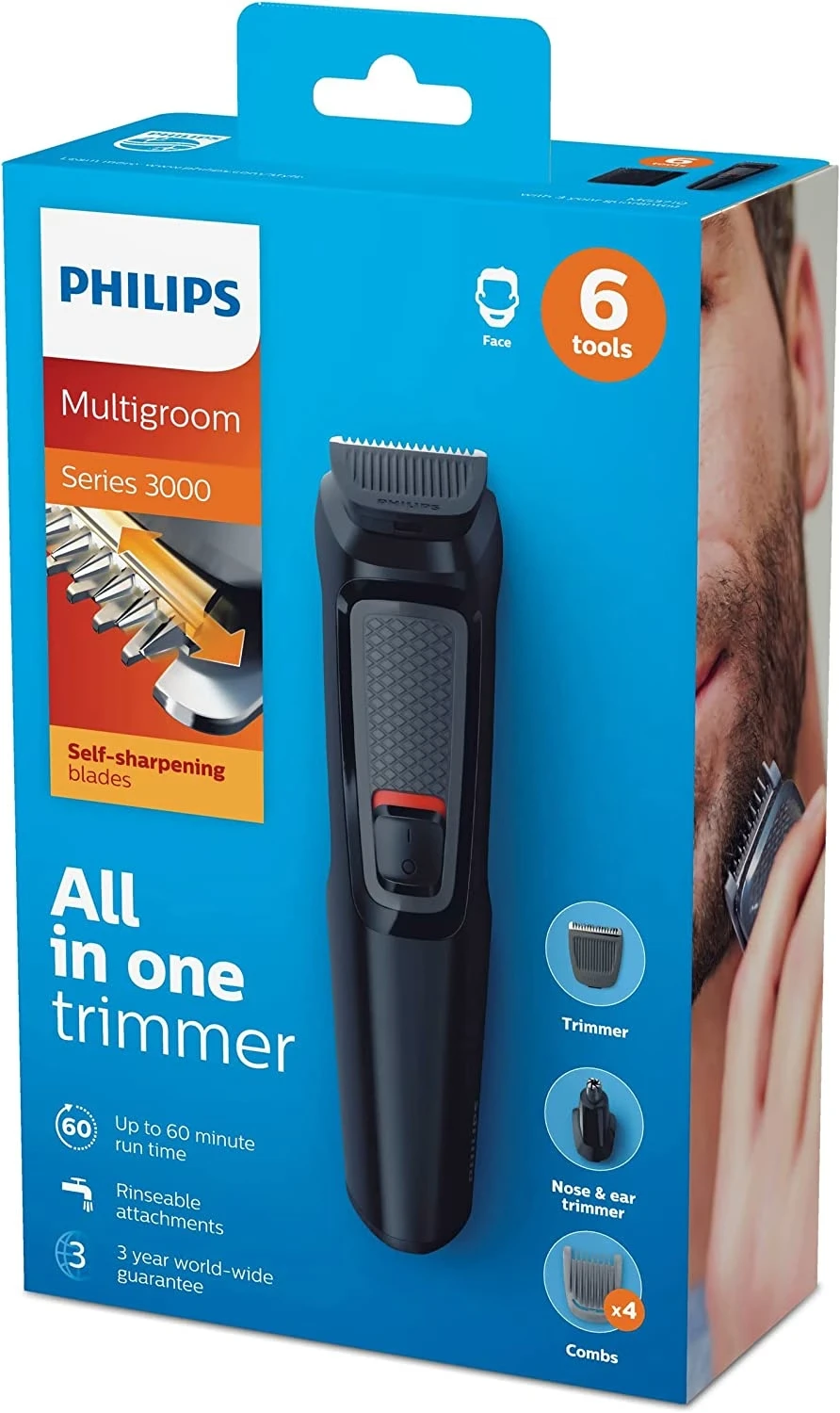 Philips Multigroom Series 3000 6-In-1 Cordless Trimmer Hair Clipper - Mg3710/13