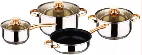 7 Pcs Stainless Steel Induction Casserole Saucepans Pots Cookware Set-Silver