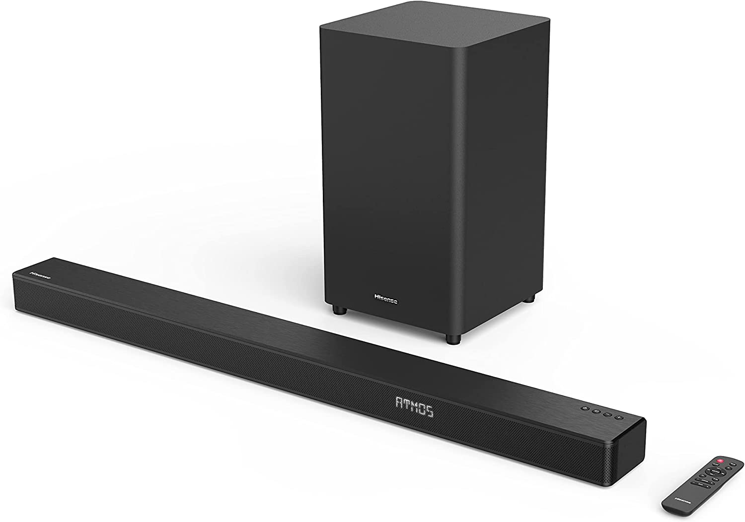 Hisense 3.1ch Sound Bar with Wireless Subwoofer HS312, 300W, Dolby Atmos, 4K Pass-Through, Cinematic Experience, One Remote contorl, Roku TV Ready, Bluetooth, HDMI ARC/Optical/AUX/USB, 5 EQ Modes