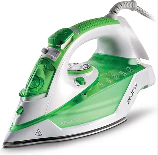 Kenwood Steam Iron 2600W with Ceramic Soleplate, Anti-Drip, Anti-Calc, Self Clean, Continuous Steam, Steam Burst, Spray Function STP70 - White/Green
