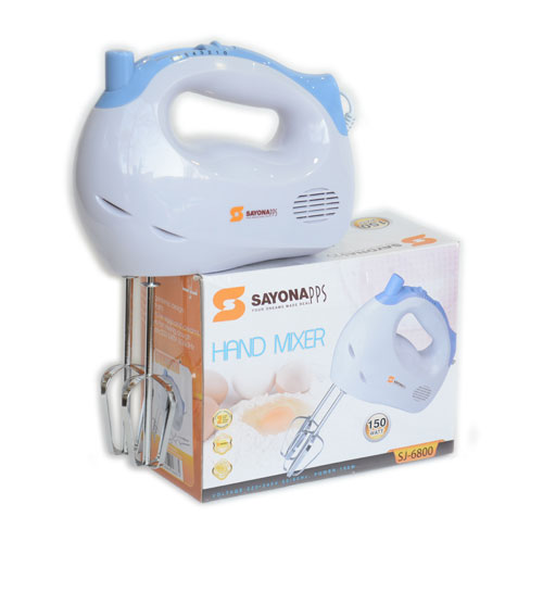 Sayona SJ-6800 Hand Mixer With Blades & Dough Hooks - White