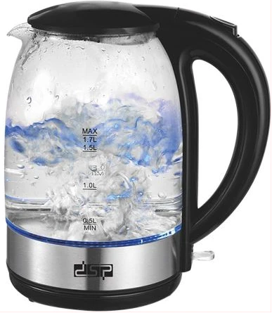Dsp 1.7 Litre Glass Electric Boiling Kettle - Silver