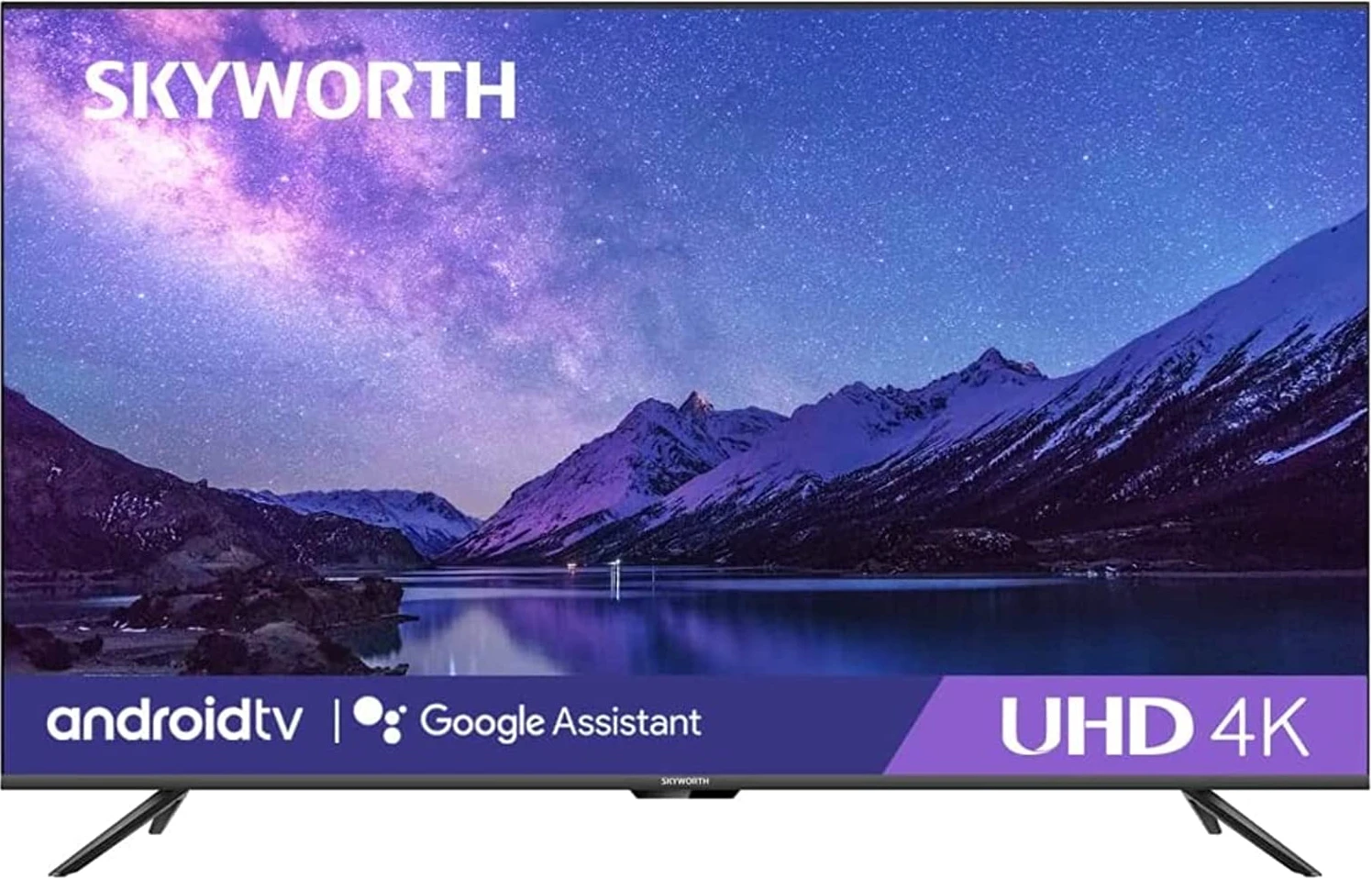 Skyworth 55-Inch Smart Google TV; 4K UHD Android Smart, Bluetooth, HDMI, USB, VGA, WiFi, LAN, Inbuilt Free To Air Decoder - Black