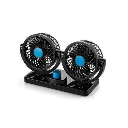 Car Fan 12V 360 Degree Rotatable Dual Head 2 Speed Quiet Strong Dashboard Auto Cooling Air Fan For All Cars