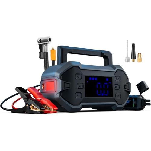 Portable Car Jump Starter 3000A with Air Compressor 12V Battery Jumper Emergency for 8.0L Gas & Diesel Engines Power Booster Start Boost Charger Box and Power Bank, for All Weather (GK-J1206P)- Multic