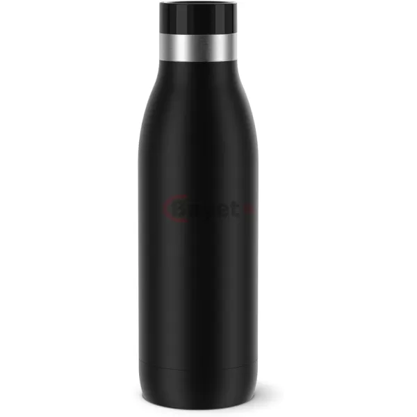 TEFAL Bludrop Water Bottle N3110910, Reusable Stainless Steel Bottle, Hot and Cold Drinks, Leak-Proof, 0.7 L, Black