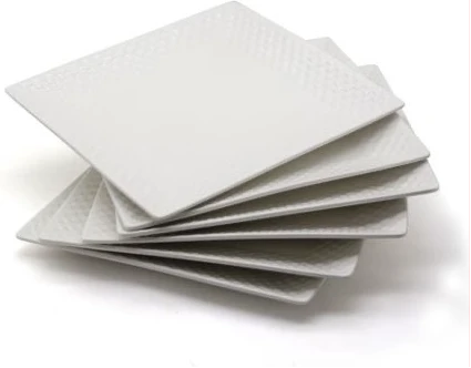 6 Pieces Of Square Checked Plates -White