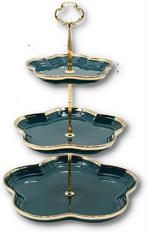 3-Tier Cookie Cake Stand Serving Platter Tray -Emerald Green