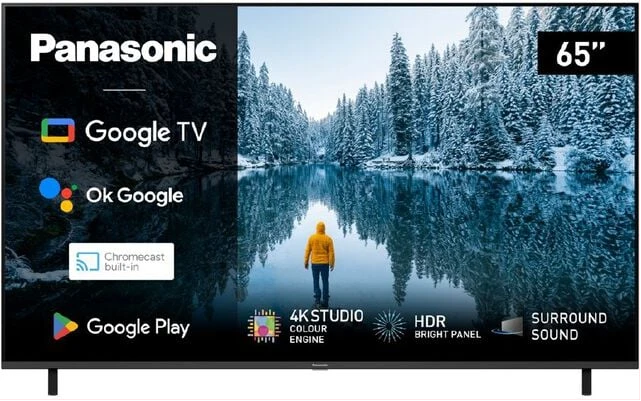 Panasonic 65-Inch LED Google TV TH65MX740M; (4K HDR UHD, HCX Processor, Dolby Atmos, Smart TV, Voice Assistant, Bluetooth, HDMI, USB), Black