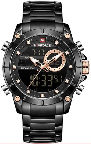 Naviforce Chronograph Men's Dated And Water Resistant Watch - Black