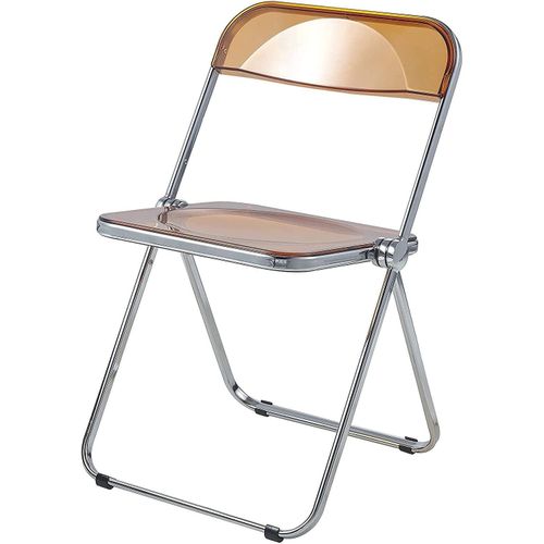 Portable Indoor And Outdoor Leisure Clear Acrylic Folding Chair, Easy to Carry Camping Chairs with Backrest, Visitor and Conference Temporary Seat Folding Office Chair Stackable, with Metal Frame Spac