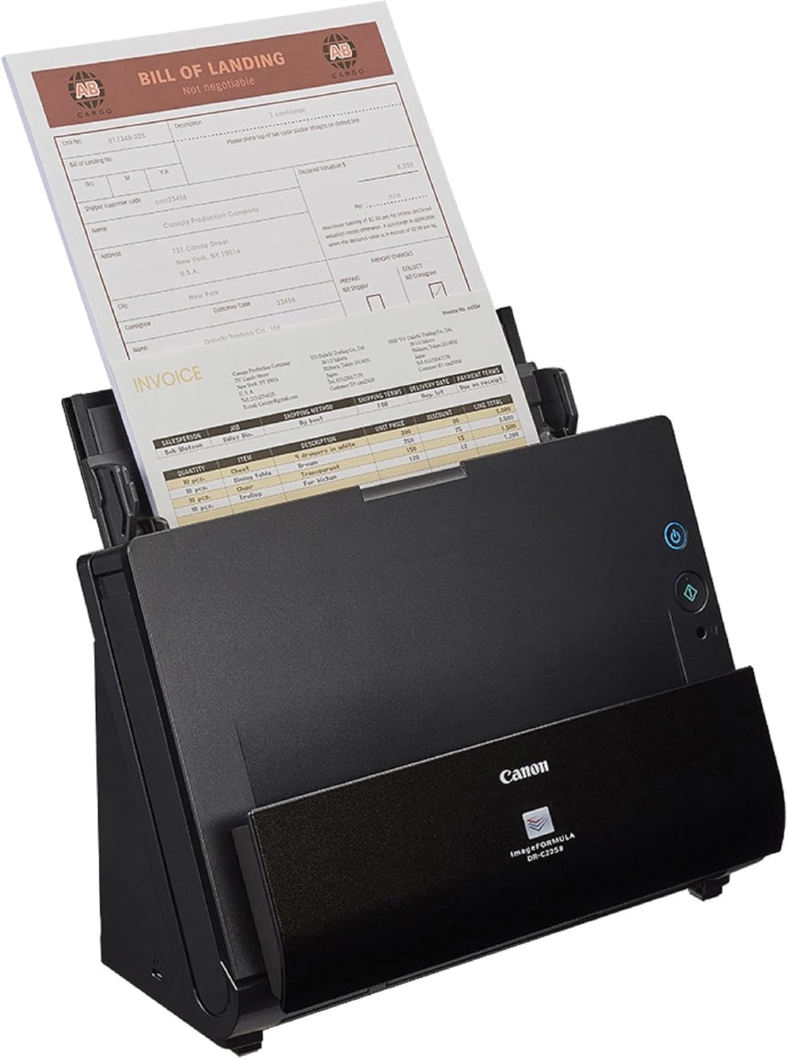 Canon imageFORMULA DR-C225 II Document A4 / LTR Scanner, 25ppm/50ipm Scanning Speed, 600dpi Resoulution, CMOS CIS 1 Line Sensor, 24-bit Colour, 45-sheets ADF, USB 2.0, Black