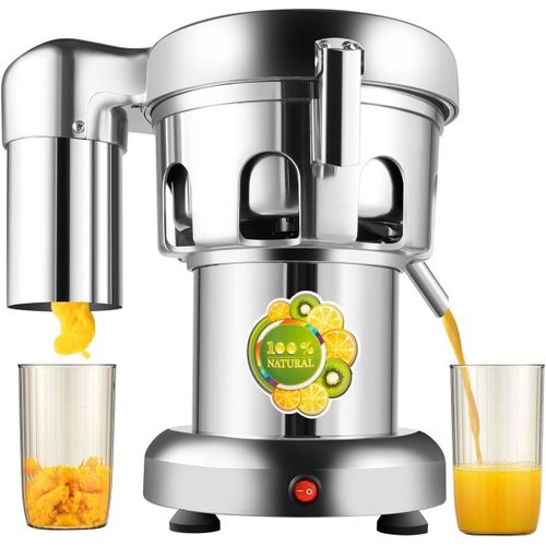 Commercial Juice Extractor, 110V Heavy Duty Centrifugal Juicer Electric Stainless Steel Whole Vegetable & Fruit Juice Maker Squeezer (80-100 kg/hr Juice Amount) with Aluminum Casting and Construction 