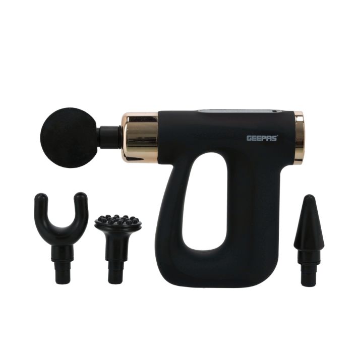 GEEPAS Rechargeable 4-in-1 Digital Massager, LCD Display, GM86063, 32 Speed Setting, Portable Handheld Muscle Massager for Athletes, Muscle Soreness Relief