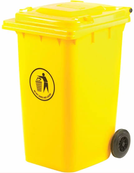 Outdoor 240L Plastic Wheel Dustbin - Standard Size Dustbin, Garbage Bin - Yellow