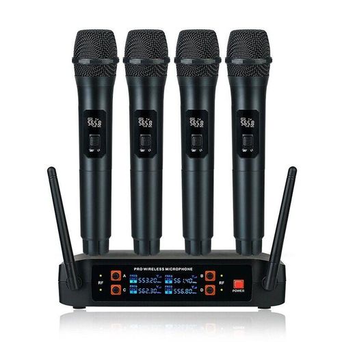 Professional 4 Channels Vhf Handheld Church Karaoke Wireless Microphone Receiver Board Cordless Mic Set