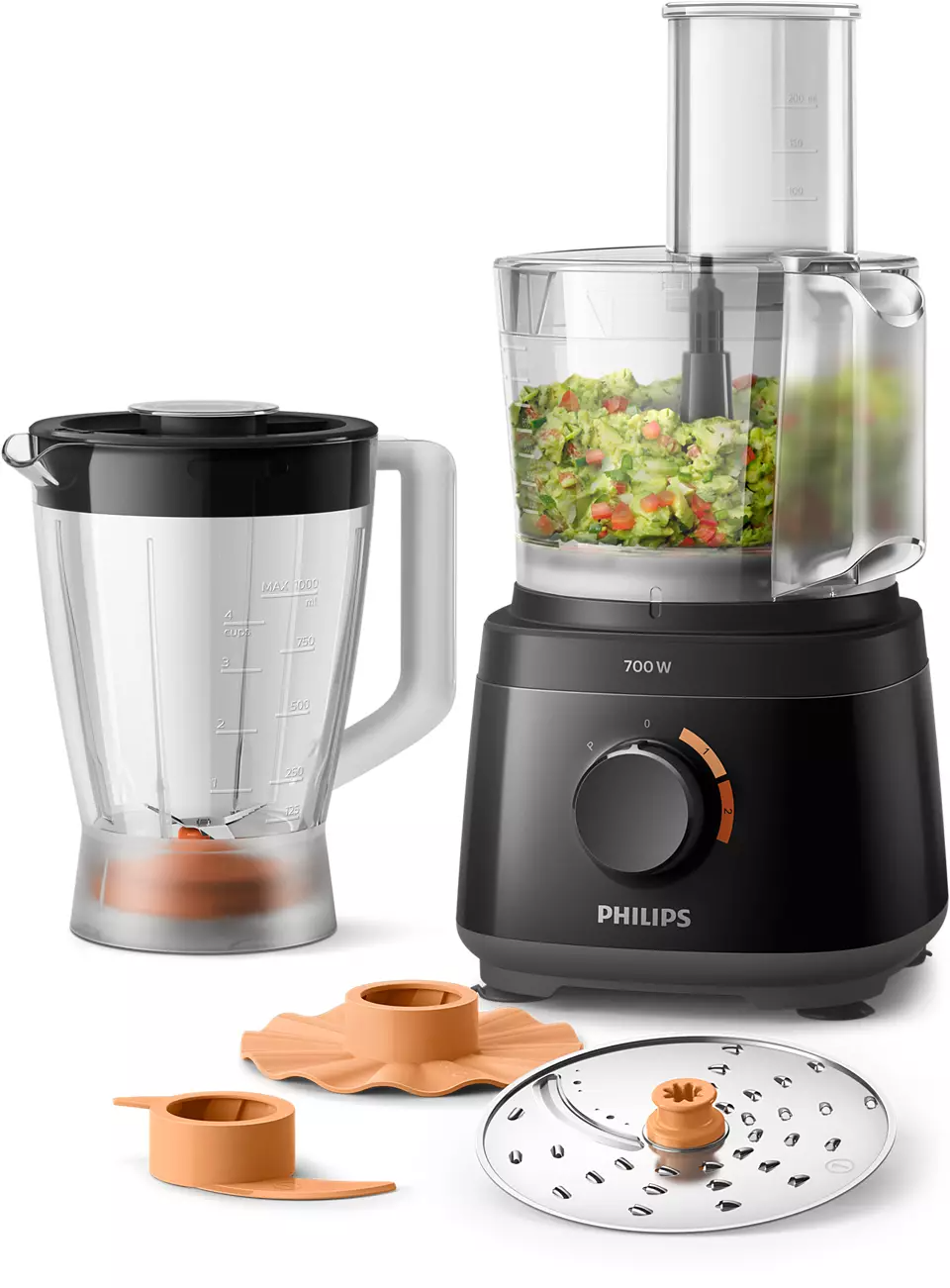 Philips Daily Collection Compact Food Processor HR7320/11 With Blender Jar - White/Beige - 700W
