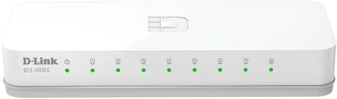 D-Link DES-1008C 8-Port 10/100Mbps Desktop Switch - White