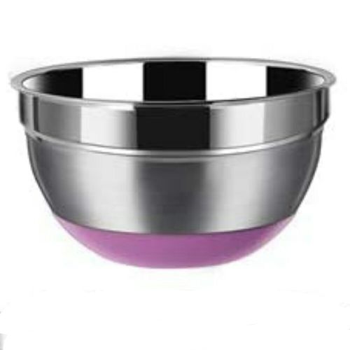 24Cm Kitchen Steel Mixing Bowl For Baking Cooking Salad Fruits- Silver